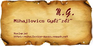 Mihajlovics Győző névjegykártya